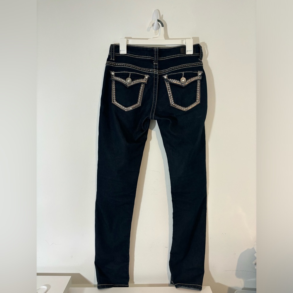 Daytrip 26R Virgo Skinny Dark Blue Jeans Western Rhinestone Straight Leg Casual